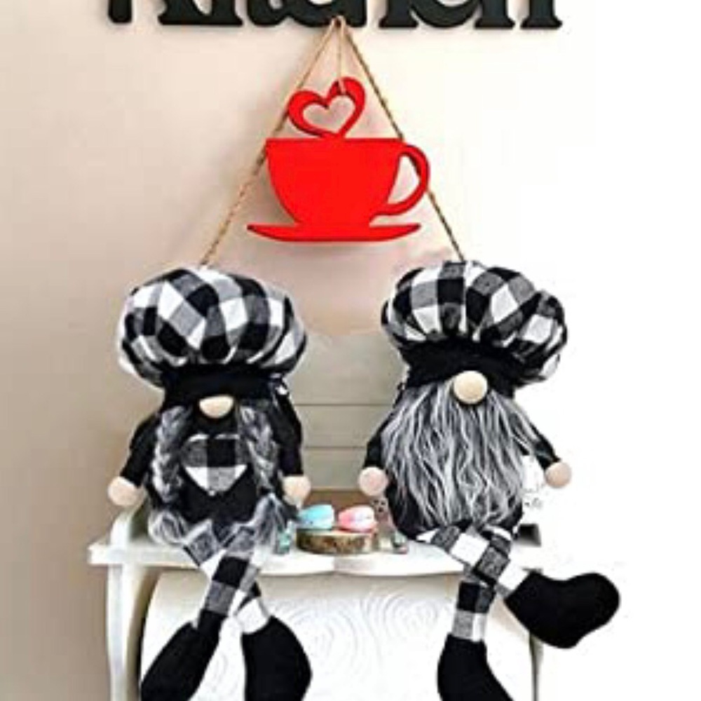 Buffalo Plaid Gnome Shelf SitterDecor Farmhouse Gnomes  Mr Gnome and Mrs Gnome - Picture 8 of 9